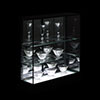 当社オリジナルショーケースNo.46｜製作販売実例｜下面照明でガラス工芸品等が美しく映える、卓上用スチール枠ガラスショーケース。